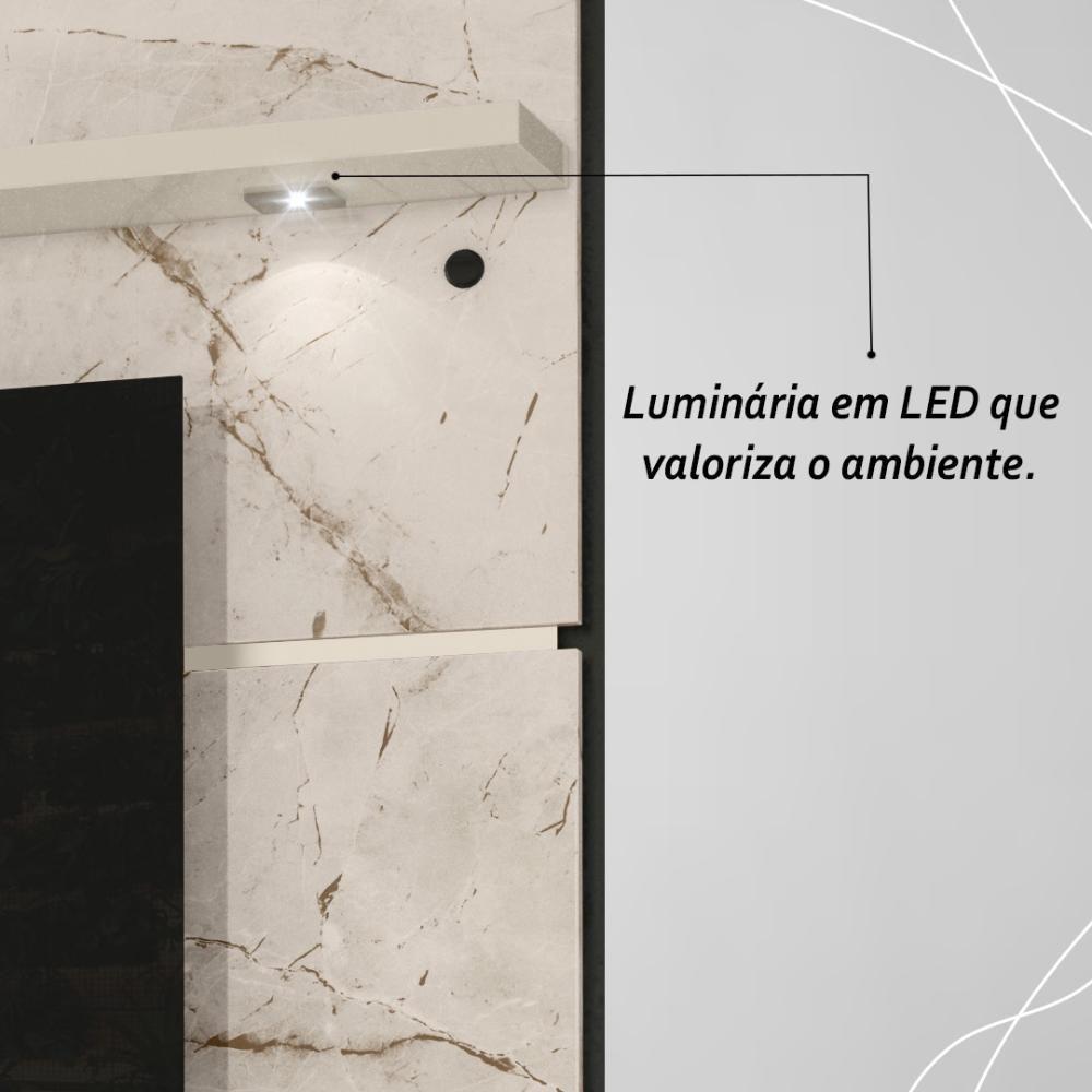 Painel Bancada Suspensa Com Led Tvs Até 60 Polegadas Lana 1.8 - Calacata-off White - 4