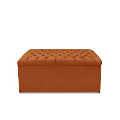 Calçadeira Baú Estofada Dunas Queen 160 Cm - Veludo Terra Cota