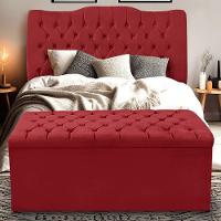 Calçadeira Baú Estofada Dunas Queen 160 Cm - Veludo Vermelho - 2