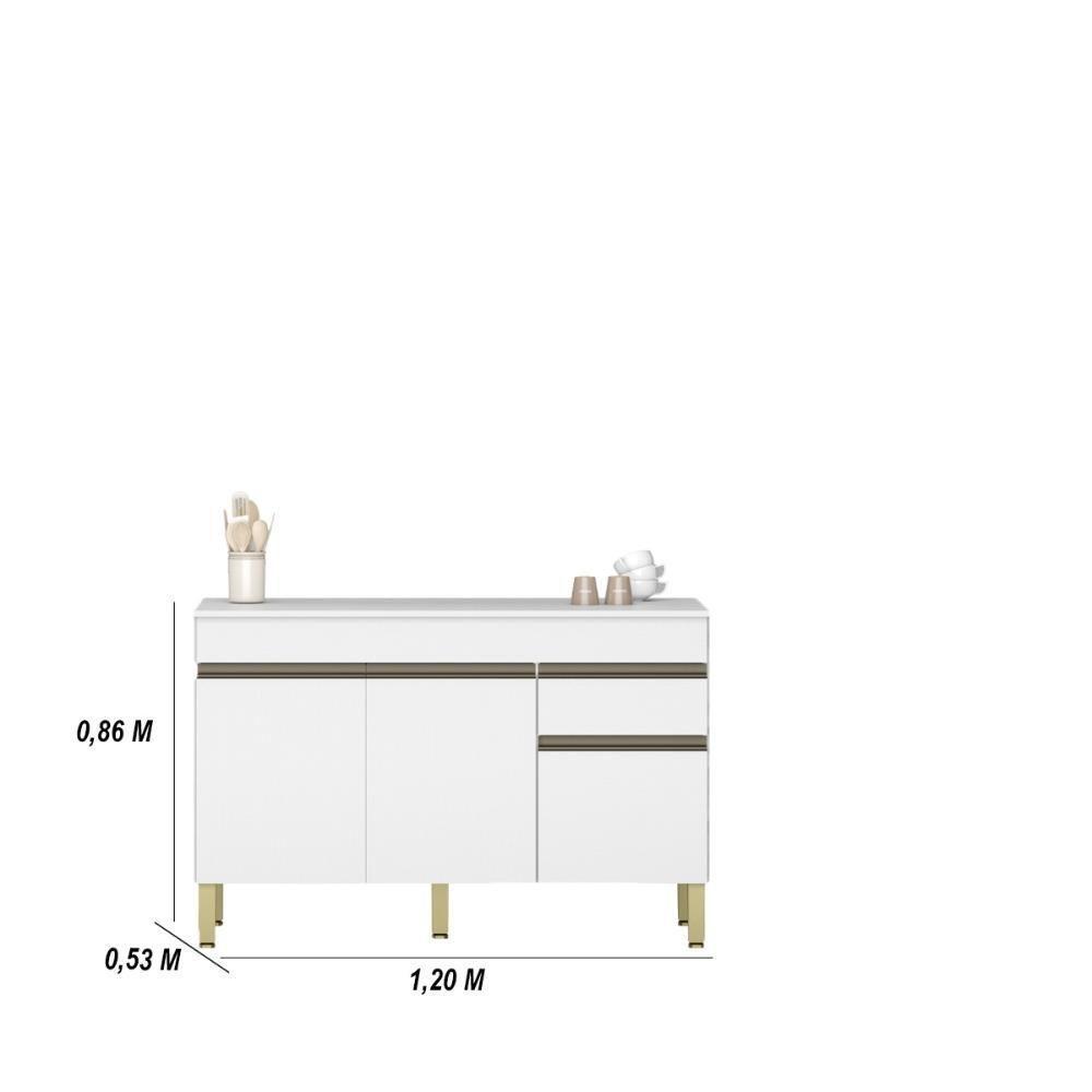 Kit Balcão De Pia Com Tampo E Aereo 120 Cm 6 Portas 1 Gaveta Line - Supremo/supremo/cp-freijó - 4