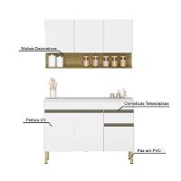 Kit Balcão De Pia Com Tampo E Aereo 120 Cm 6 Portas 1 Gaveta Line - Supremo/supremo/cp-freijó - 6