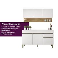 Kit Balcão De Pia Com Tampo E Aereo 150 Cm 6 Portas 1 Gaveta Line - Supremo/supremo/cp-freijó - 6