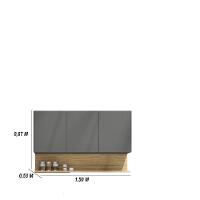 Kit Balcão De Pia Sem Tampo E Aereo 150 Cm 6 Portas 1 Gaveta Line - Gris/gris/cp-freijó - 3