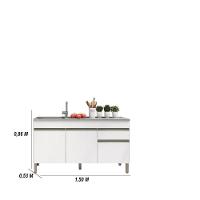 Kit Balcão De Pia Sem Tampo E Aereo 150 Cm 6 Portas 1 Gaveta Line - Supremo/supremo/cp-freijó - 2