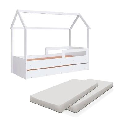Bicama Infantil Com 2 Colchões Solteiro Casinha Sonho Shop Jm Branco
