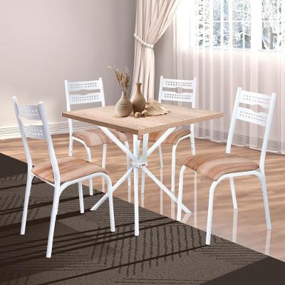 Mesa Quadrada Aço 4 Cadeiras 75cm Branco Carvalho Kemp