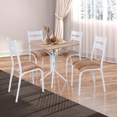 Mesa Quadrada Aço 4 Cadeiras 68cm Branco Carvalho Kemp