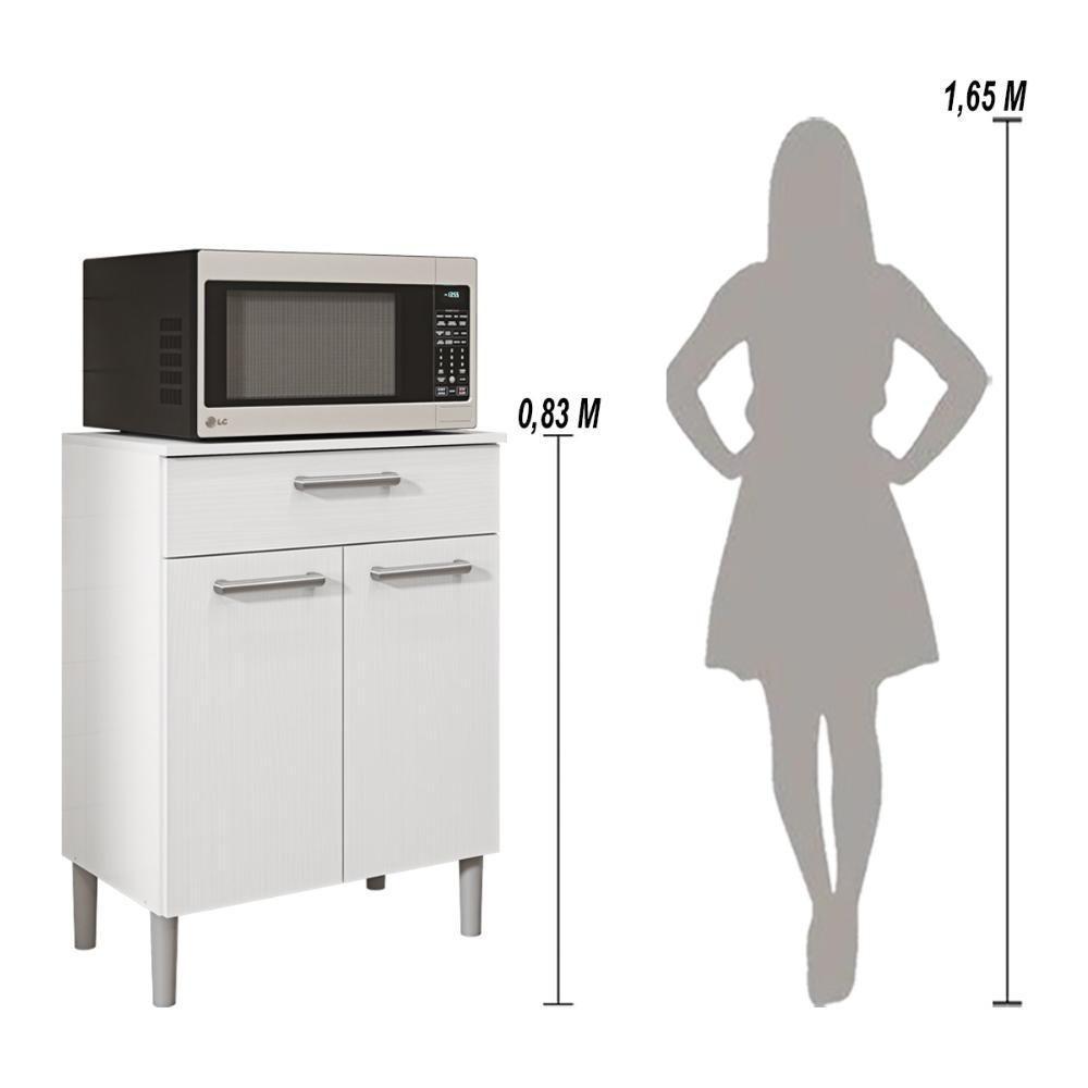 Balcão De Cozinha Com Tampo 2 Portas E 1 Gaveta Diamante - Branco/supremo - 6