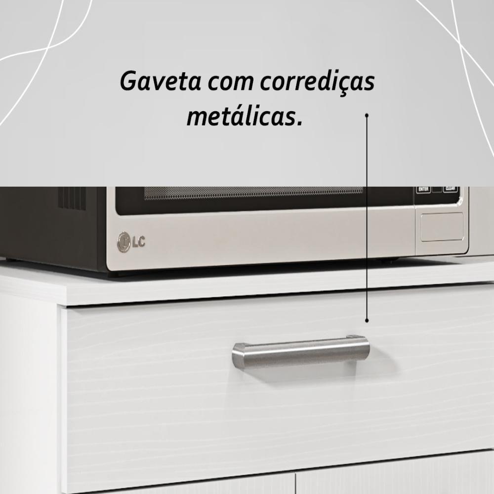 Balcão De Cozinha Com Tampo 2 Portas E 1 Gaveta Diamante - Branco/supremo - 7