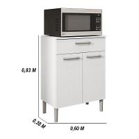 Balcão De Cozinha Com Tampo 2 Portas E 1 Gaveta Diamante - Branco/supremo