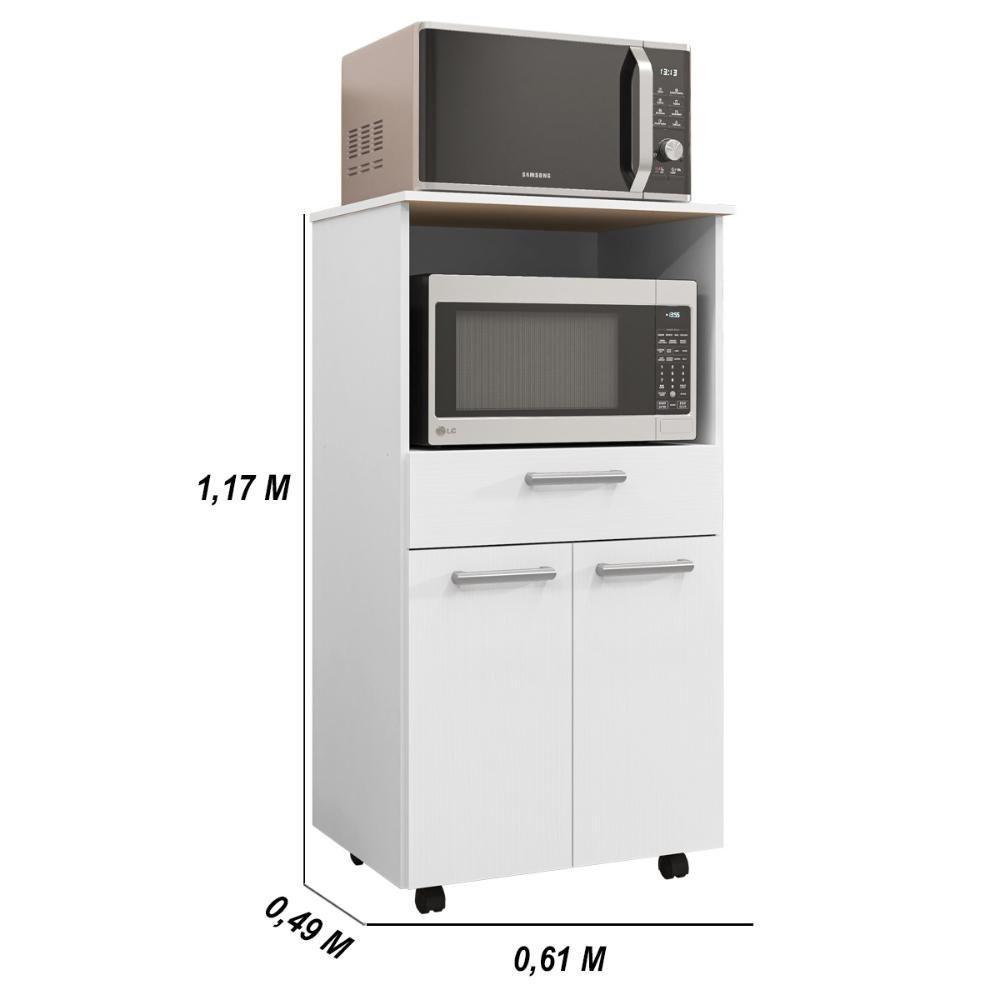 Balcão De Cozinha Duplo Forno 2 Portas E 1 Gaveta Duetto - Branco/supremo - 2