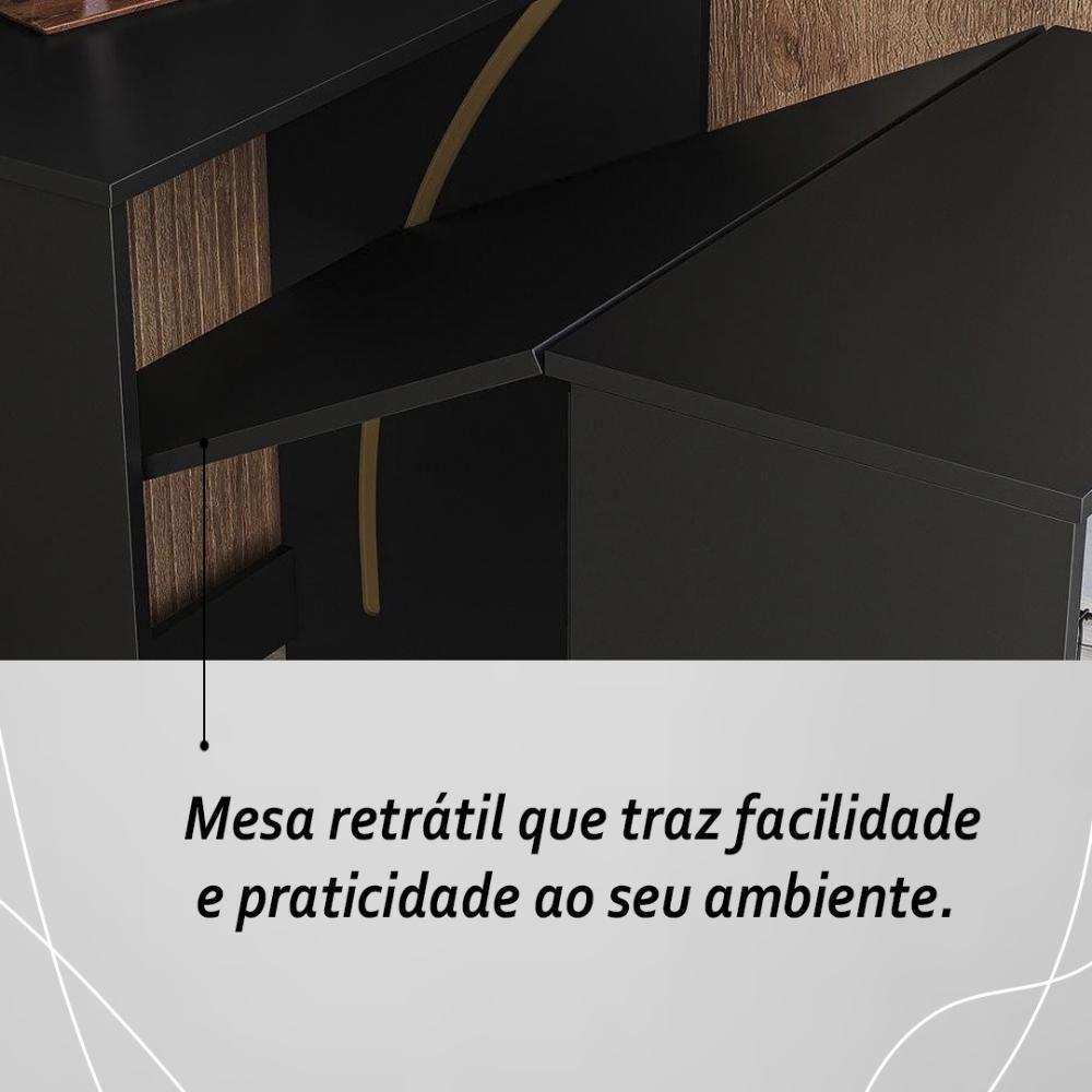 Armário Escrivaninha 2 Portas Com Mesa Retrátil Duo - Preto - 5