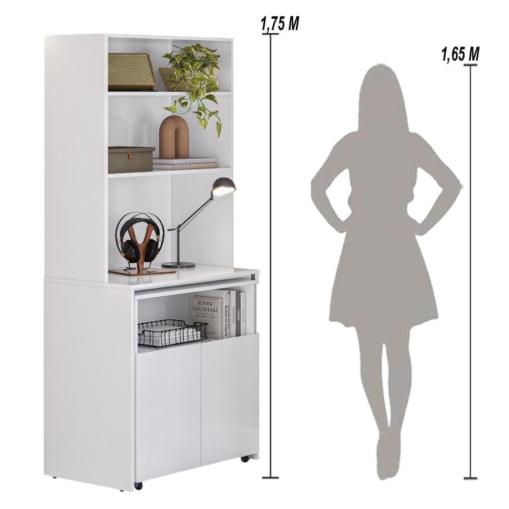 Armário Bancada De Cozinha 2 Portas Com Mesa Retrátil Duo - Branco - 3