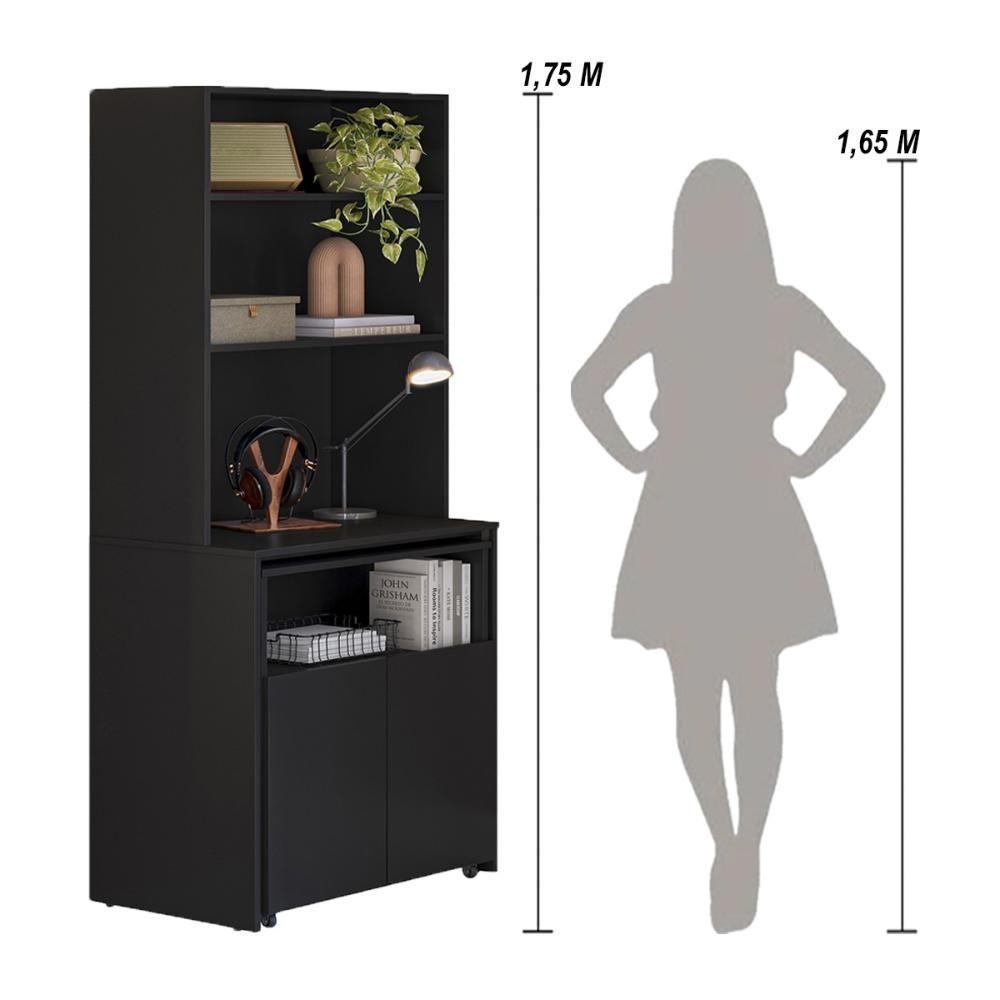 Armário Bancada De Cozinha 2 Portas Com Mesa Retrátil Duo - Preto - 5