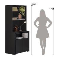 Armário Bancada De Cozinha 2 Portas Com Mesa Retrátil Duo - Preto - 5