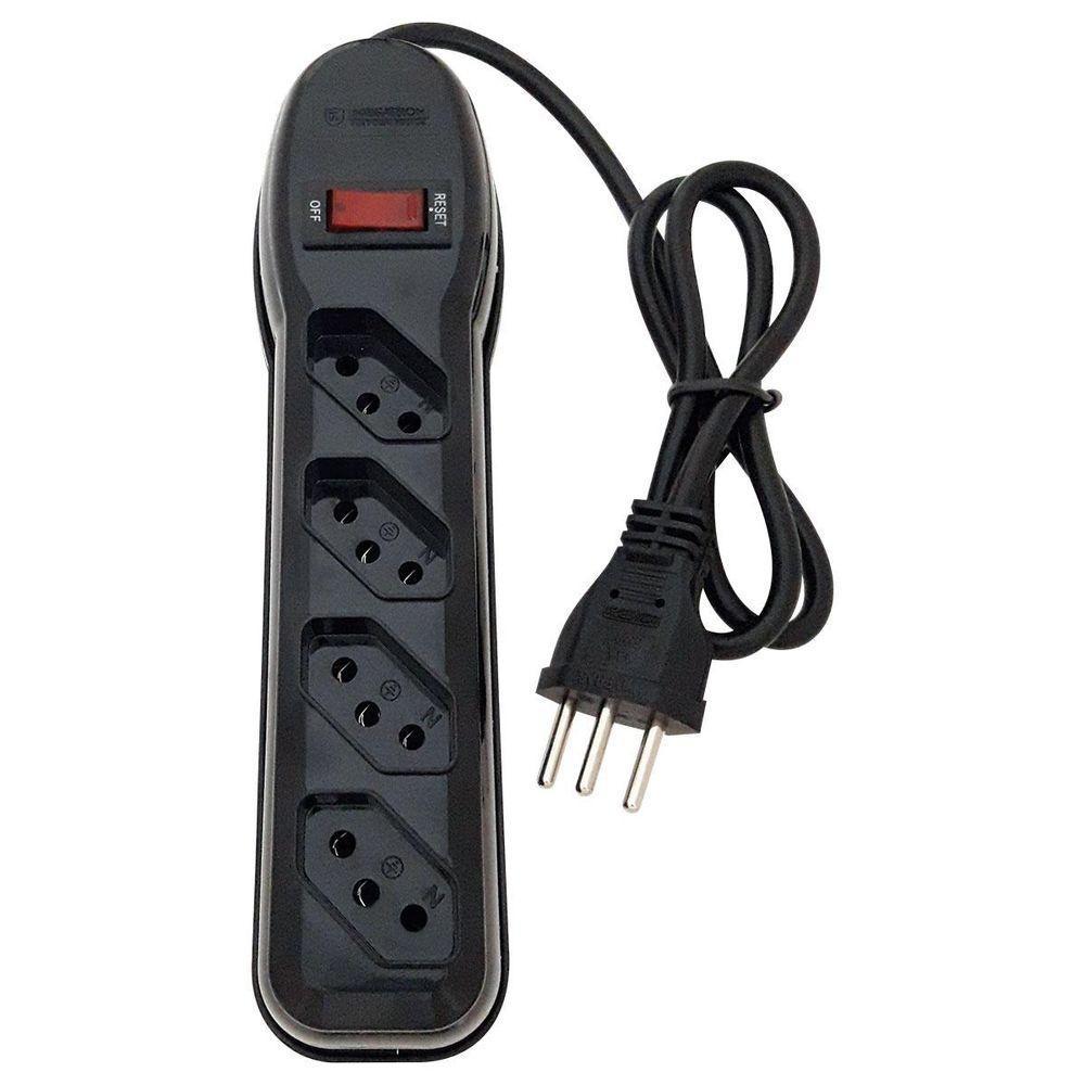 Filtro De Linha Circuit Breaker 4 Tomadas Pp 3x0,75 1m Preto - 1