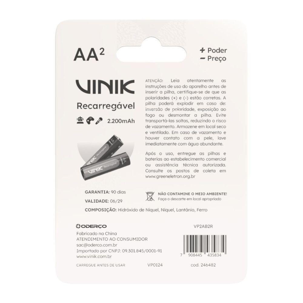 Pilha Recarregável Aa C-2 - 2200mah 1.2v - Vp2ab2r - 6