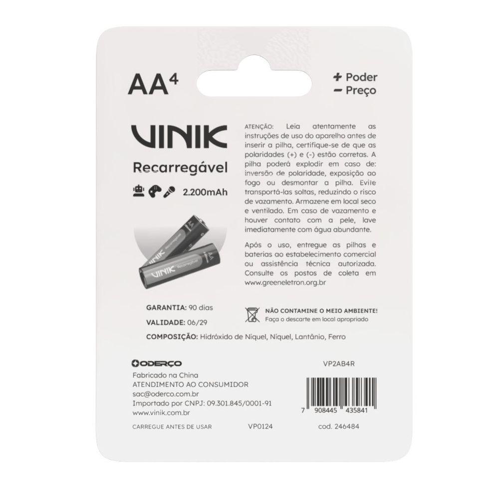 Pilha Recarregável Aa C-4 - 2200mah 1.2v - Vp2ab4r - 3