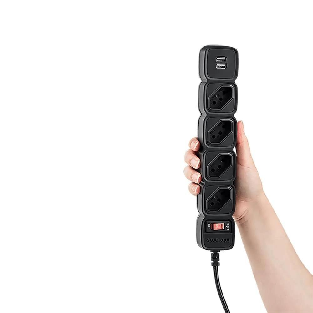 Protetor Eletronico Intelbras Epe204 4 Tomadas 2 Usb Preto - 2
