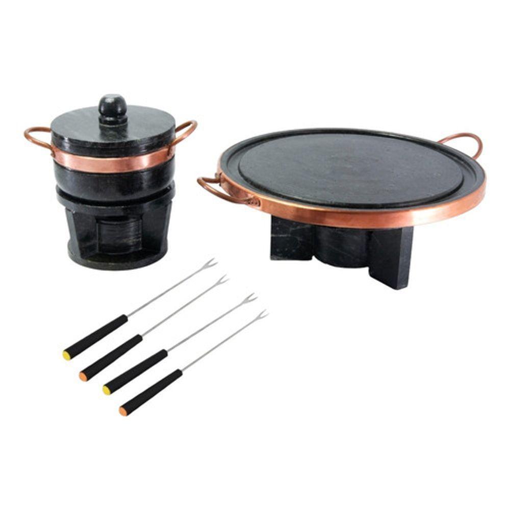 Kit Fondue Pedra Sabão Completo 8 Pçs Chapa 27 Cm - 3