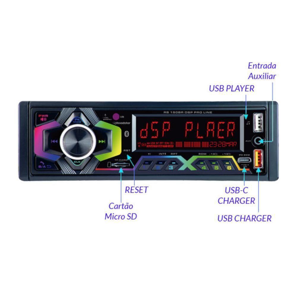 Auto Radio Roadstar Rs150br Am-fm Bluetooth Dsp Pro Line - 4