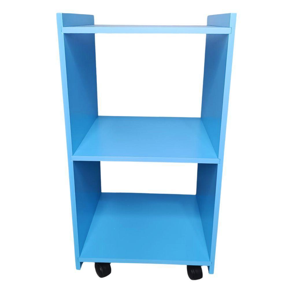 Mesa De Cabeceira Com Rodinhas Giratórias 100% Mdf Azul - 2