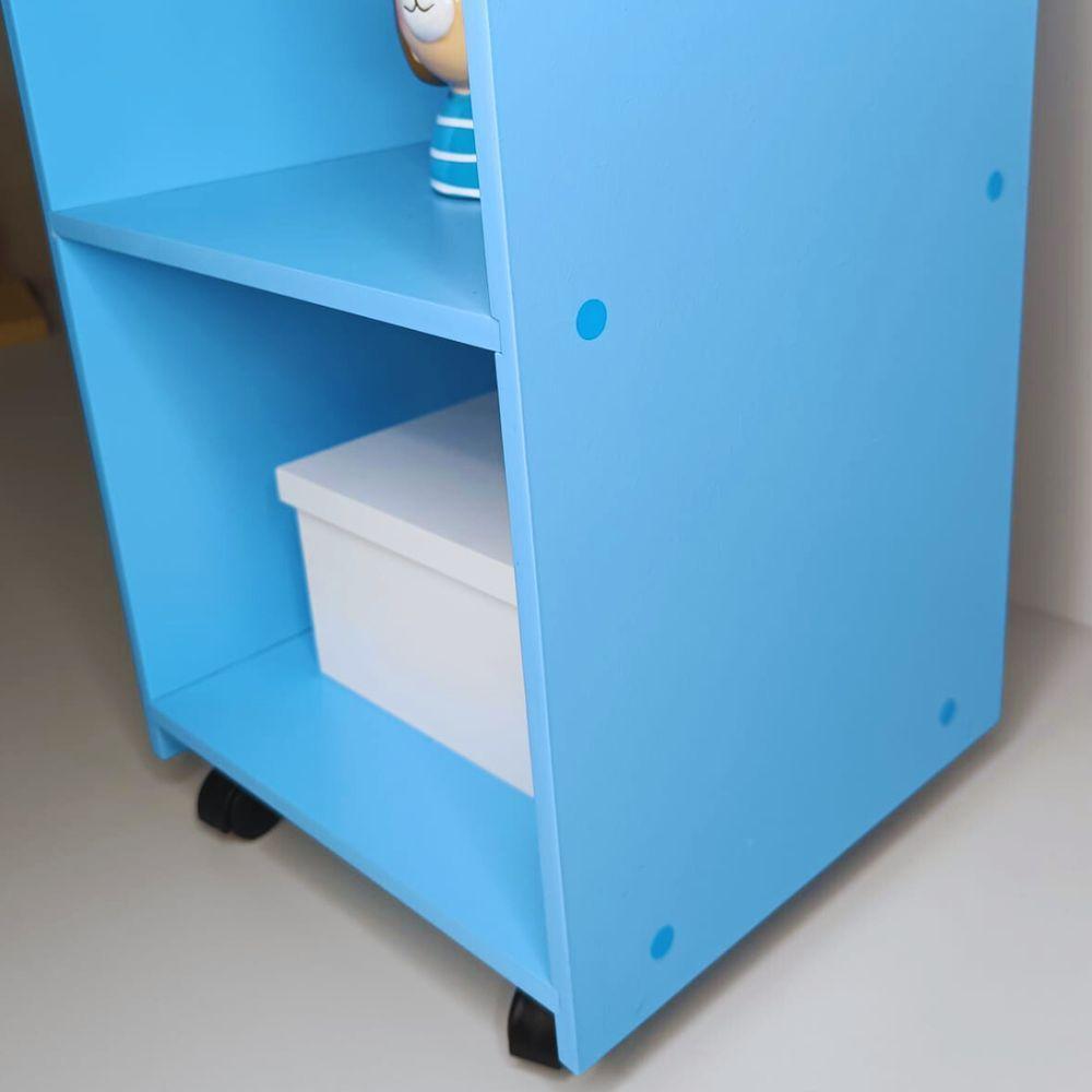 Mesa De Cabeceira Com Rodinhas Giratórias 100% Mdf Azul - 3