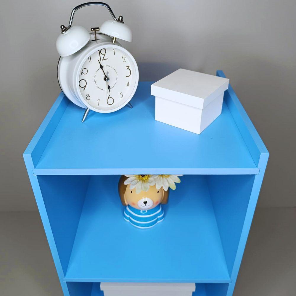 Mesa De Cabeceira Com Rodinhas Giratórias 100% Mdf Azul - 4