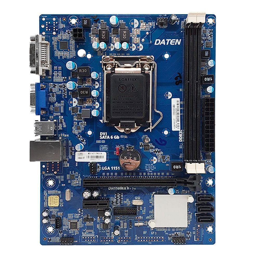 Placa Mãe Daten H110m, Oem, Intel 6ª E 7º Geração, Ddr3, Vga, Dvi, Lga1151 - 1