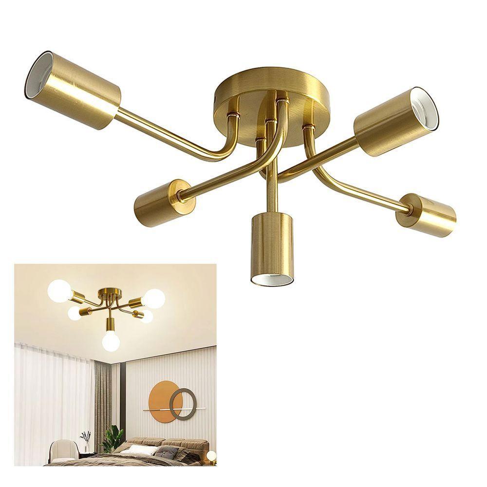 Lustre Sputnik Luminaria 5 Lampadas E27 Iluminaçao Quarto Sala Recepçao Comercial Residencial Luxo Ambiente Decoraçao - 1