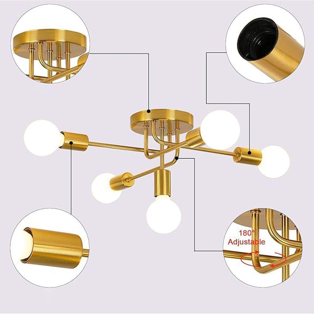 Lustre Sputnik Luminaria 5 Lampadas E27 Iluminaçao Quarto Sala Recepçao Comercial Residencial Luxo Ambiente Decoraçao - 4