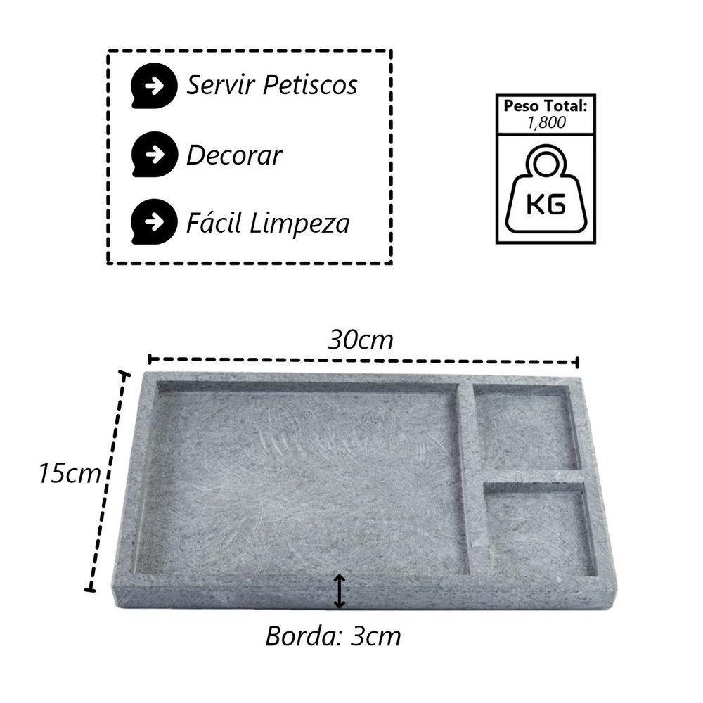 Tábua Pedra Sabão Borda Pé Divisórias Para Servir P 30x15cm - 2