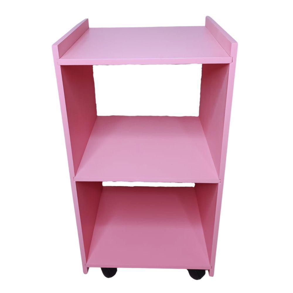 Mesa De Cabeceira Com Rodinhas Giratórias 100% Mdf Rosa - 5