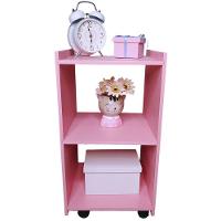 Mesa De Cabeceira Com Rodinhas Giratórias 100% Mdf Rosa - 1