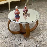 Mesa De Centro E Lateral Pés Cebola 50x35cm Espelhada Cor Branco - 1