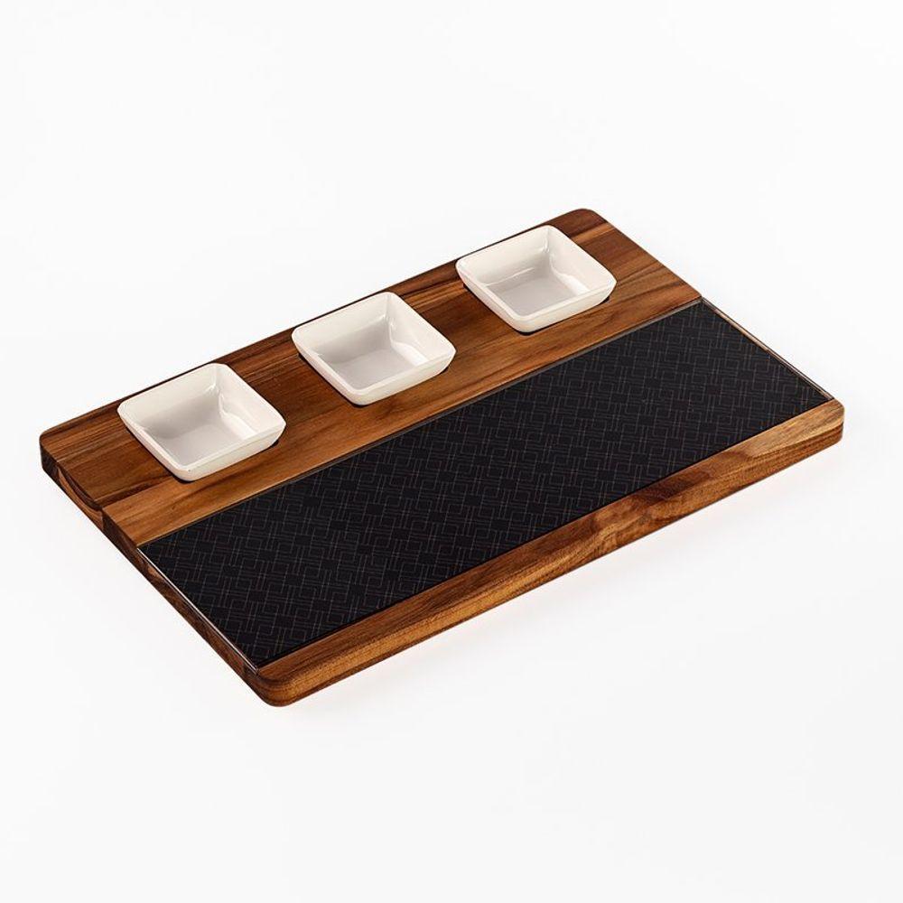 Tábua Para Servir Com Vidro E 3 Potes - Stolf - 1