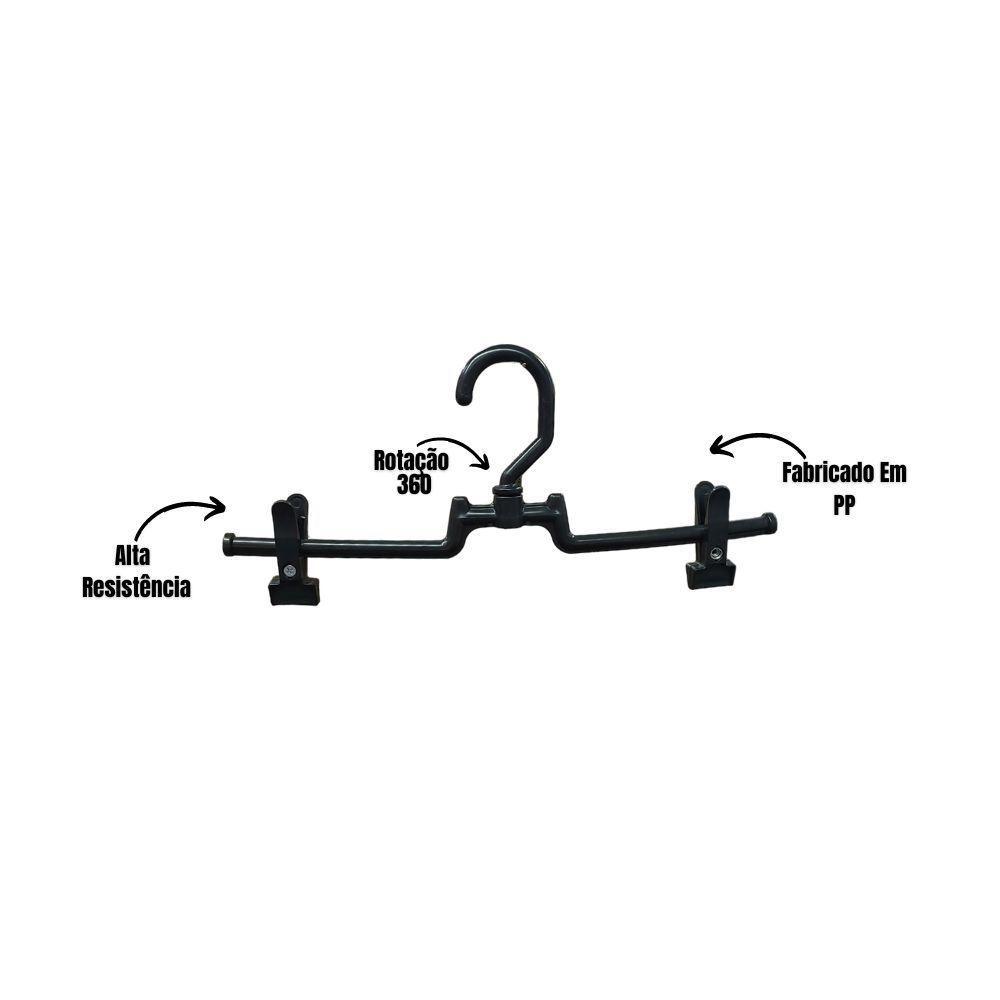 Kit 100un. Cabide Saia Giratório C/ Presilha Preto - 3