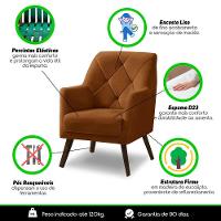 Poltrona Decorativa Retrô Recepção Magali Veludo Laranjado Lansofbr - 2