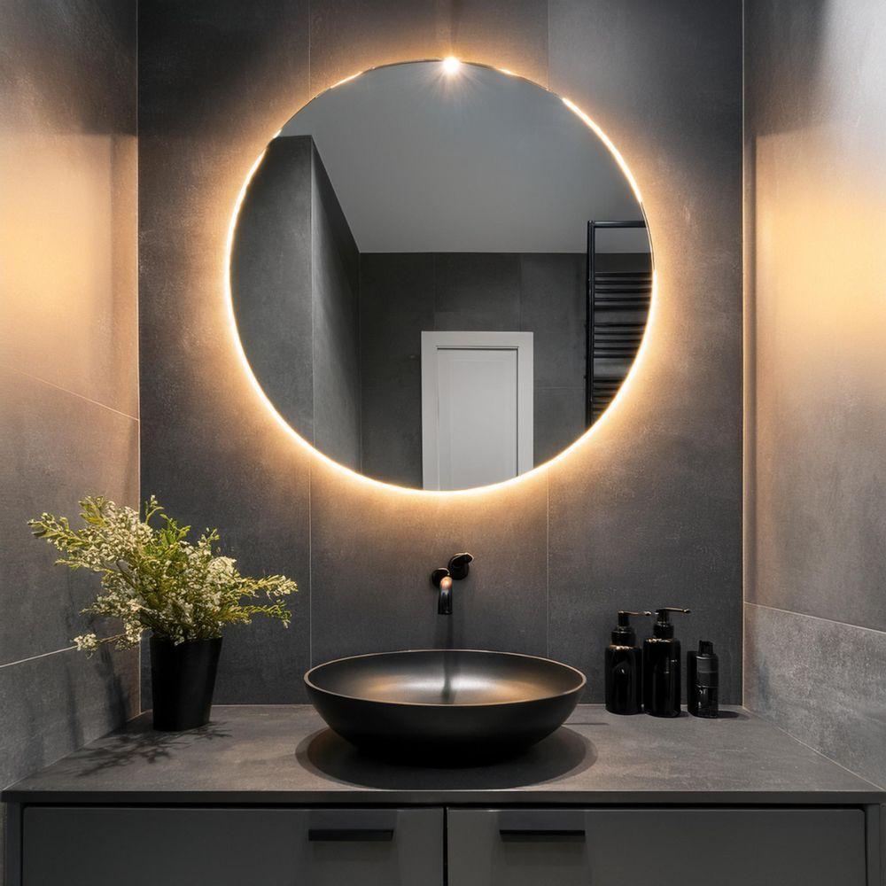 Espelho Redondo Com Iluminação Led Branco Quente - 3000k - 70x70 Cm - 1