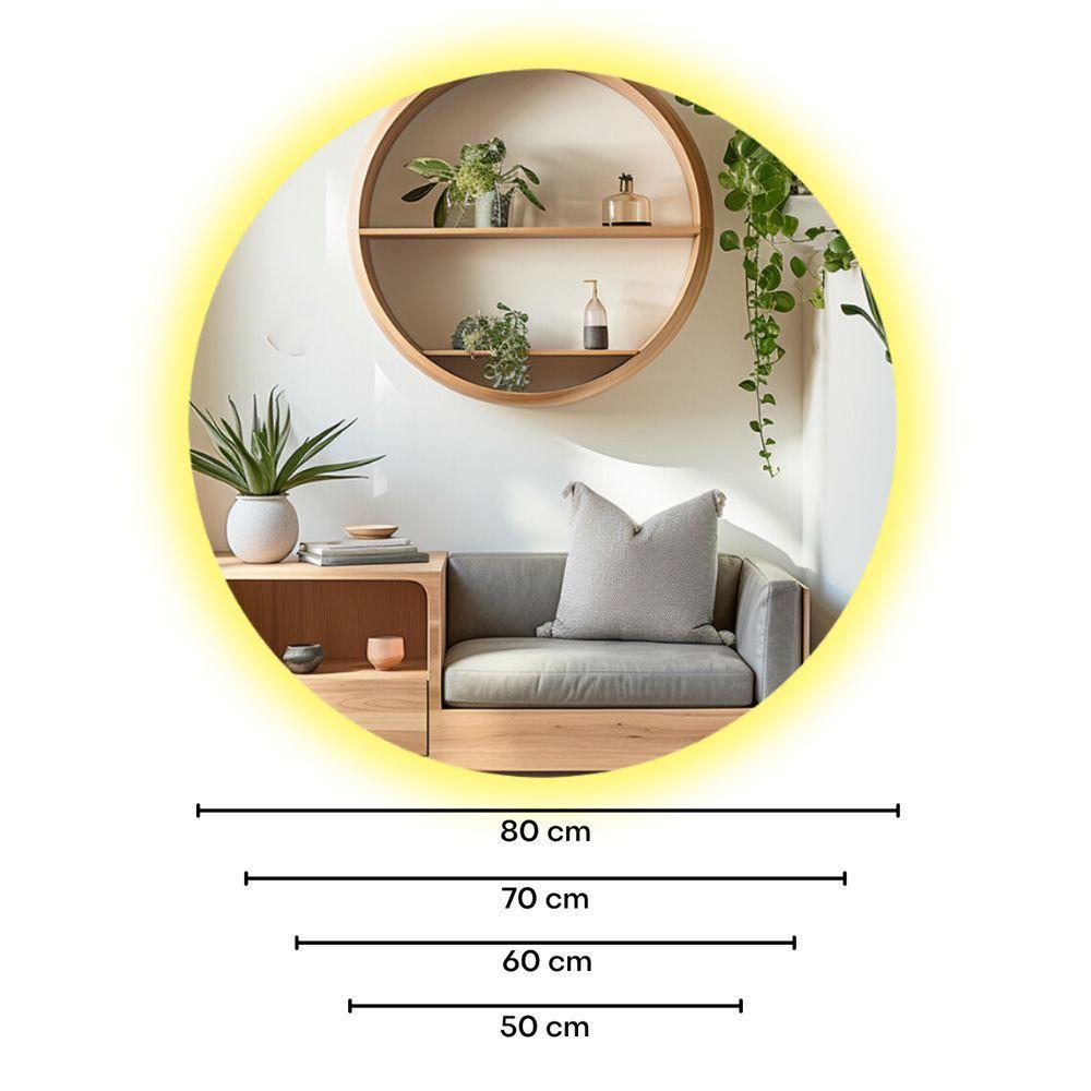 Espelho Redondo Com Iluminação Led Branco Quente - 3000k - 70x70 Cm - 4