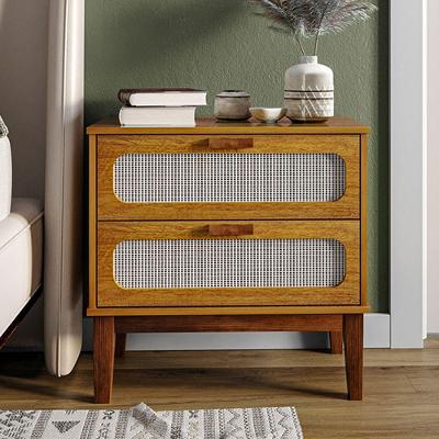 Mesa De Cabeceira Santorini 2 Gavetas 60 Cm Nature - Bege