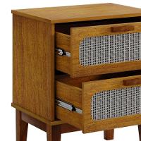 Mesa De Cabeceira Santorini 2 Gavetas 45 Cm Nature - Bege