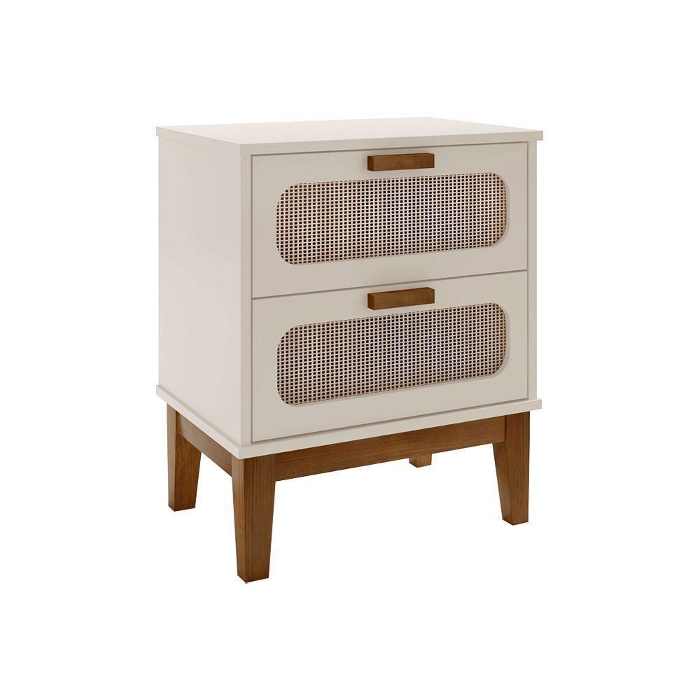 Mesa De Cabeceira Santorini 2 Gavetas 45 Cm - Off White - 3