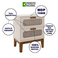 Mesa De Cabeceira Santorini 2 Gavetas 45 Cm - Off White - 2