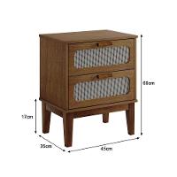 Mesa De Cabeceira Santorini 2 Gavetas 45 Cm Amêndoa - Bege