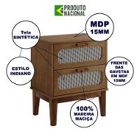 Mesa De Cabeceira Santorini 2 Gavetas 45 Cm Amêndoa - Bege - 5