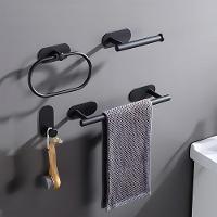 Suporte Acessórios Banheiro Inox Autoadesivo Com 4 Peças Preto - 2