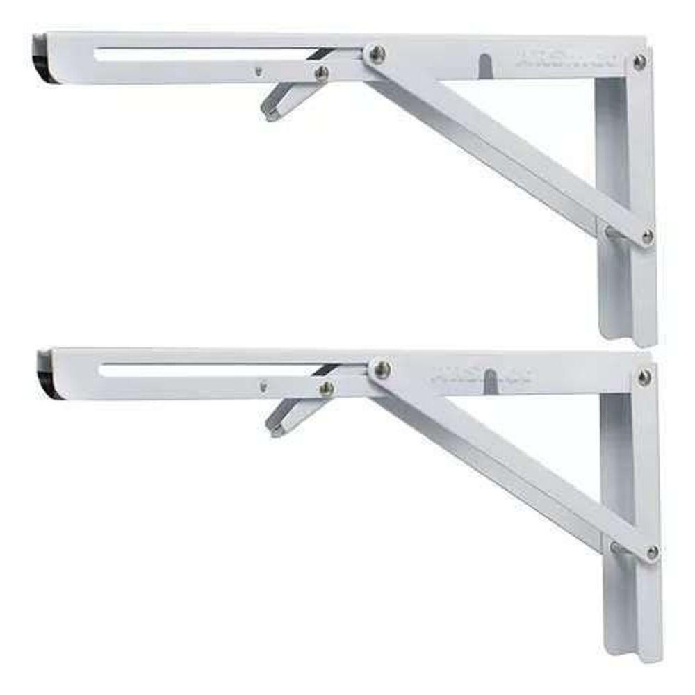 Kit 2 Suportes Mão Francesa Dobrável Retrátil Reforçada 29x11.5cm - 1