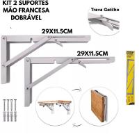 Kit 2 Suportes Mão Francesa Dobrável Retrátil Reforçada 29x11.5cm - 4