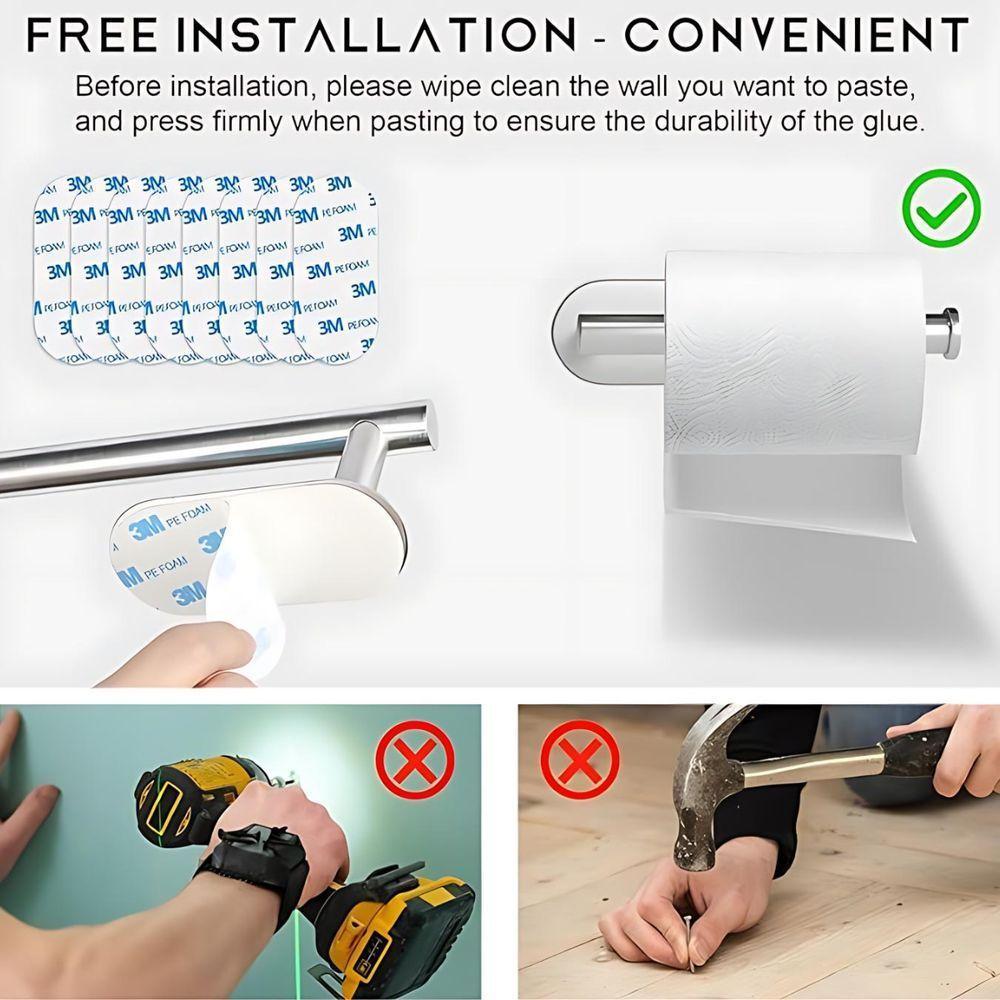 Kit Acessórios Banheiro Inox Autoadesivo Com 5 Peças Suporte - 6